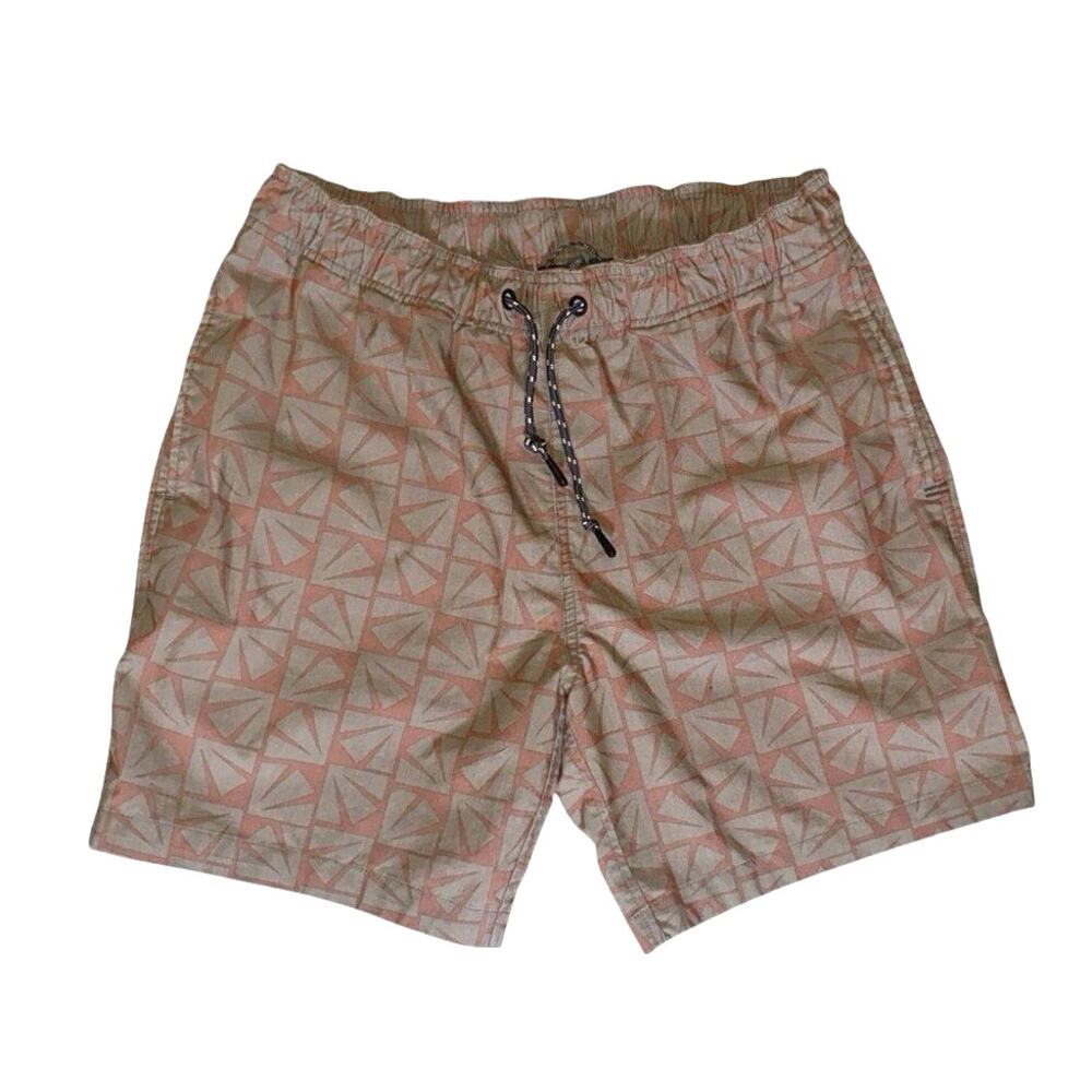 Toad & Co Men's Boundless Pull On Short Geometric Active Swim Red Gray M